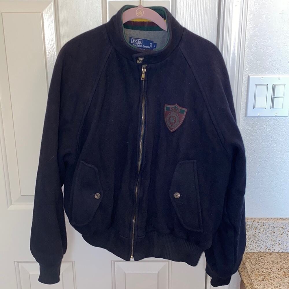 Polo Ralph Lauren Men’s Wool Varsity Bomber Jacket EUC Sz Lg Wool Cotton - Picture 11 of 11